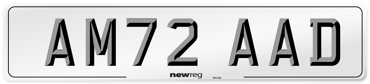 AM72 AAD Number Plate from New Reg